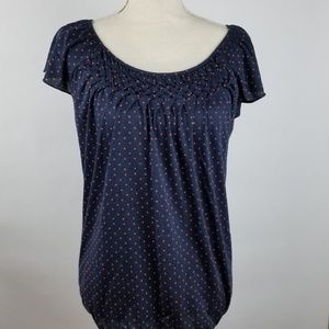 Loft top Navy Blue w/orange stars Cap Slvs Sz S